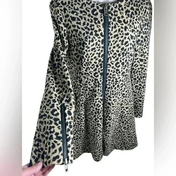 Grace Dane Lewis Leopard Print Flared Dress Coat – Size 4 - Picture 3 of 11